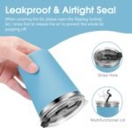 Vermida Stainless Steel Kids Cups with Lids and Straws Leakproof, 2 Pack 12oz Spill Proof Cups for Toddlers Kids Tumblers Unbreakable Sippy Cup with Straws for School, Outdoor (Blue & Green) - Image 4