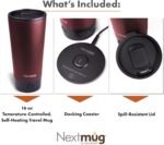 Nextmug Go - Temperature-Controlled, Self-Heating Travel Mug (Burgundy - 16 oz.) - Image 4