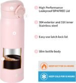 MUCR 17 oz / 500 ml Insulated Water Bottle, Stainless Steel Thermo Coffee Travel Mug, Thermal Cup with Snap Flip Lid, BPA Free for Hot and Cold Drinking, Pink - Image 4