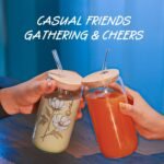 SUROQUE December Birth Month Flower Iced Coffee Glass Cup 16oz Custom Tumbler Birthday Gifts Personalized Gifts for Women, Teachers, Bridesmaids, Birthdays, Mom, Valentines - Image 5