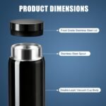Mini Water Bottle - 10oz Portable Insulated Stainless Steel Water Bottle,Small Black Water Bottle, Anti-slip Bottom, BPA-Free Double Wall Vacuum Keep Hot & Cold for Drinks Coffee Juice (Black) - Image 5