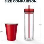 Maars Skinny Clear Tumbler with Lid and Straw | 16oz Premium Acrylic, Insulated Double Wall Plastic Reusable Water Cups, BPA-Free To Go Cups for Iced Coffee, Juice & Ice Tea - Image 6
