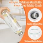 10 oz Glass Water Bottles with Lids - 6 Pack Reusable Leak Proof Juice Bottles with Stainless Steel Caps - Drinking Jars for Juicing, Milk - Includes 6 colorful labels, 1 Folding Funnel, 1 Brush - Image 4