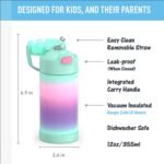 THERMOS FUNTAINER Water Bottle with Straw - 12 Ounce - Kids Stainless Steel Vacuum Insulated Water Bottle with Lid, Mint Ombre - Image 3