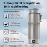 ZING TTI Pure titanium Electric Heated Travel Kettle,17.5 oz,Double-layer vacuum, Portable Electric Kettle, Adjustable Multi-Temperature Settings, 100V-240V Compatible, Grayl Water Bottle. - Image 5