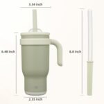 BJPKPK 18 OZ Insulated Travel Tumbler with Handle and Straw, Stainless Steel Water Bottle, Double Wall Vacuum Insulated Mug, for Work, Car, Travel, Forest Green - Image 4