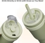 BJPKPK 18 OZ Insulated Travel Tumbler with Handle and Straw, Stainless Steel Water Bottle, Double Wall Vacuum Insulated Mug, for Work, Car, Travel, Forest Green - Image 5