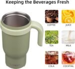 BJPKPK 18 OZ Insulated Travel Tumbler with Handle and Straw, Stainless Steel Water Bottle, Double Wall Vacuum Insulated Mug, for Work, Car, Travel, Forest Green - Image 6