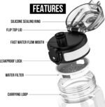 GearTek Tritan Clear Water Bottle | No Markings 32oz Sports Water Bottle | Leak Proof Re-Usable Flip Top Plastic Drinks Bottles for School, Office, Gym, Cycling, Exams (Clear-32oz) - Image 3