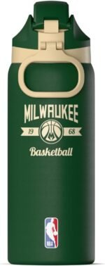 Hydrapeak x NBA Officially Licensed Milwaukee Bucks Oasis 32 oz Water Bottle with Chug Lid Push Button, Stainless Steel Water Bottle No Straw, 32 oz Insulated Water Bottle - Image 3
