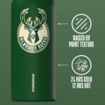 Hydrapeak x NBA Officially Licensed Milwaukee Bucks Oasis 32 oz Water Bottle with Chug Lid Push Button, Stainless Steel Water Bottle No Straw, 32 oz Insulated Water Bottle - Image 4