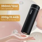 【Upgraded】Exllena Small Insulated Water Bottle 12 oz/350ml– Mini Insulated Water Bottle for Hot & Cold Drinks, Perfect Small Water Bottle for Travel, Purse...(Black) - Image 3