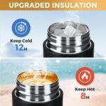 【Upgraded】Exllena Small Insulated Water Bottle 12 oz/350ml– Mini Insulated Water Bottle for Hot & Cold Drinks, Perfect Small Water Bottle for Travel, Purse...(Black) - Image 6