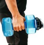 Dumbbell Water Bottle 2.2L – Portable Gym & Fitness Sports Bottle for Workout Hydration, See-Through Blue Design - Image 3