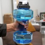 Dumbbell Water Bottle 2.2L – Portable Gym & Fitness Sports Bottle for Workout Hydration, See-Through Blue Design - Image 5