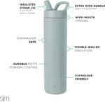 Simple Modern Water Bottle with Straw lid | Insulated Stainless Steel Thermos | Reusable Travel Water Bottles for Gym & Sports | Leak Proof & BPA Free | 24oz, Sea Glass Sage - Image 4