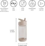 3 Sprouts Recycled Plastic Kids Water Bottle, Eco-Friendly Kids Bottle with Straw, Leak-Proof, BPA Free, Lightweight for School, Sports, Modern Designs for Boys & Girls - Taupe - Image 3