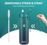 WEMEET 32oz Water Bottle with Removable Straw and Spout Lid Two Ways to Drink, 18/10 Stainless Steel Insulated Water Bottle, BPA-Free, Leak Proof, Double wall, for Sports, Gym - Image 4
