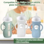 Juome Silicone Sleeves with Handles for Avent Natural Glass Baby Bottle - 3 Pack Anti Breakage Baby Bottles Holder, Compatible with Philips Avent Anti Colic Baby Bottles 8 oz - Image 4