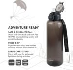 GRANDTIES Sports Tritan Plastic Water Bottle with Straw, Removable – Leakproof BPA Free Dishwasher Safe Travel Water Bottle with Strap for Gym, Outdoor, Fitness (Midnight Black, 52oz (1.5L)) - Image 3