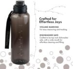 GRANDTIES Sports Tritan Plastic Water Bottle with Straw, Removable – Leakproof BPA Free Dishwasher Safe Travel Water Bottle with Strap for Gym, Outdoor, Fitness (Midnight Black, 52oz (1.5L)) - Image 5