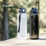 GRANDTIES Sports Tritan Plastic Water Bottle with Straw, Removable – Leakproof BPA Free Dishwasher Safe Travel Water Bottle with Strap for Gym, Outdoor, Fitness (Midnight Black, 52oz (1.5L)) - Image 6
