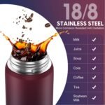 SLUXKE Stainless Steel Water Bottle with Straw, 24oz Insulated Water Bottle with Removable Strap, Leak Proof Metal Bottle Keep Drinks Cold or Hot, for Work, Sport, Outdoor - Image 3