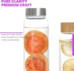 AURAVO Glass Water Bottle 600ml – BPA-Free Reusable Drink Bottle with Leak-Proof Stainless Steel Lid | Eco-Friendly, Durable & Travel Friendly | for Gym, Office, Yoga, School & Everyday Hydration - Image 7