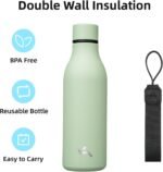 Konokyo Insulated Water Bottle with Strap,18 oz Double Wall Stainless Steel Vacuum Bottles Metal Water Flask,Macaron Green - Image 4