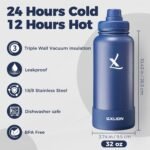 Lexlion Tea Infuser Water Bottle 32 Oz – Triple Wall Insulated Stainless Steel, Loose Leaf & Fruit Strainer, 3 Leakproof Lids, BPA-Free Silicone Sleeve, Reusable Thermal Mug - Image 4