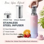 Lexlion Tea Infuser Water Bottle 32 Oz – Triple Wall Insulated Stainless Steel, Loose Leaf & Fruit Strainer, 3 Leakproof Lids, BPA-Free Silicone Sleeve, Reusable Thermal Mug - Image 5