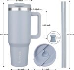 BJPKPK Tumbler With Handle And Straw 40oz Insulated Tumbler Cups With Lid Stainless Steel Travel Coffee Mug,Modern Blue - Image 4