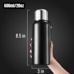 Ratrabas Stainless Steel Water Bottle 20oz, Double Wall Vacuum Metal Water Bottle Meta, Suitable for Gym, Hiking, Camping, Detachable Tea Infuser & Storage-Ready cup,Stainless Steel Bottle - Image 3