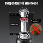 Ratrabas Stainless Steel Water Bottle 20oz, Double Wall Vacuum Metal Water Bottle Meta, Suitable for Gym, Hiking, Camping, Detachable Tea Infuser & Storage-Ready cup,Stainless Steel Bottle - Image 4