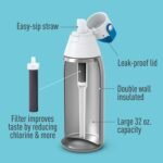 Brita Stainless Steel Premium Filtering Water Bottle, BPA-Free, Reusable, Insulated, Replaces 300 Plastic Water Bottles, Filter Lasts 2 Months or 40 Gallons, Includes 1 Filter, Stainless - 32 oz - Image 3