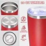 AUWBON 20oz Tumbler Bulk Stainless Steel Tumbler Cup with Lid Vacuum Insulated Double Wall Travel Mug, Durable Powder Coated Travel Coffee Tumbler Mug for Hot & Cold Drinks, Red,12 Pack - Image 4