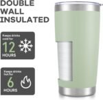 Orebigo 20 oz Tumbler with Lid Stainless Steel Double Wall Vacuum Insulated Tumblers Powder Coated Cups Travel Mug Keep Drinks Cold and Hot, Sagebrush Green - Image 4