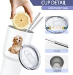 YOUKE OLA 8 Pack Sublimation Tumbler Blank White Bulk Stainless Steel Double Wall Vacuum Insulated Coffee Travel Tumbler Car Cups with Straws, 30oz - Image 4