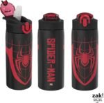 Zak Designs Marvel Spider-Man Water Bottle for Travel and At Home, 19 oz Vacuum Insulated Stainless Steel with Locking Spout Cover, Built-In Carrying Loop, Leak-Proof Design (Miles Morales) - Image 5