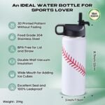 RhythmFit Baseball Gifts for Boys – 18 oz Baseball Water Bottle with 100 PCS Stickers, Stainless Steel Insulated Bottle, Sports Gear & Stuff for Boys - Image 3