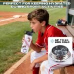 RhythmFit Baseball Gifts for Boys – 18 oz Baseball Water Bottle with 100 PCS Stickers, Stainless Steel Insulated Bottle, Sports Gear & Stuff for Boys - Image 4