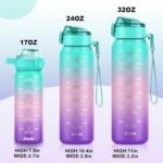 SLUXKE 32oz Insulated Water Bottle with handle BPA Free, 316 Stainless Steel Water Bottles 1000ml with Time Marker Double Walled, 1000ml Metal Water Flask Jug for Hiking, Biking, Running - Image 4