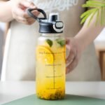 Aurfedes 35oz Glass Water Bottles with Time Marker & Straw, BPA-Free Leakproof Glass Drinking Bottles with Protective Sleeve & Tea Infuser for Office Travel Sport (2PCS) - Image 8