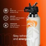 Mint Sport Insulated Stainless Steel Water Bottle with Straw – 32 oz BPA-Free Sports Water Bottle, Leakproof Double-Wall Vacuum Insulation for Gym, Travel & Sports (Thunder Grey) - Image 3