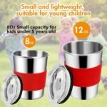 Yummy Sam 8oz Kids Stainless Steel Cups with Silicone Straws and Lids, 235ml Small Size Spill-proof Metal Tumblers for Kids, Toddler Cups with Heat-insulated Sleeves 5 Pack - Image 3