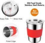 Yummy Sam 8oz Kids Stainless Steel Cups with Silicone Straws and Lids, 235ml Small Size Spill-proof Metal Tumblers for Kids, Toddler Cups with Heat-insulated Sleeves 5 Pack - Image 4