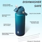 BJPKPK Water Bottle with Straw Lid, 24oz Vacuum Insulated Water Bottles, Metal Stainless Steel Thermo for Sports, Travel, BPA Free Leak Proof Thermo, Cups, Flasks, Tumblers,Vast - Image 4