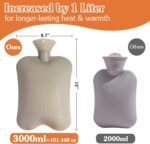 3L Extra Large Hot Water Bottle with Soft Plush Cover & Hand Pocket, Hot Cold Therapy Pack for Pain Relief, Long Lasting Warmth for Bed & Feet Pink - Image 3