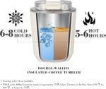 Puraville Insulated Tumblers with Lid, 10 oz Travel Coffee Mug Stainless Steel Vacuum Cup, Leak Proof Reusable Double Walled Coffee Tumbler for Iced and Hot Drinks, Cream - Image 4