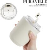 Puraville Insulated Tumblers with Lid, 10 oz Travel Coffee Mug Stainless Steel Vacuum Cup, Leak Proof Reusable Double Walled Coffee Tumbler for Iced and Hot Drinks, Cream - Image 6